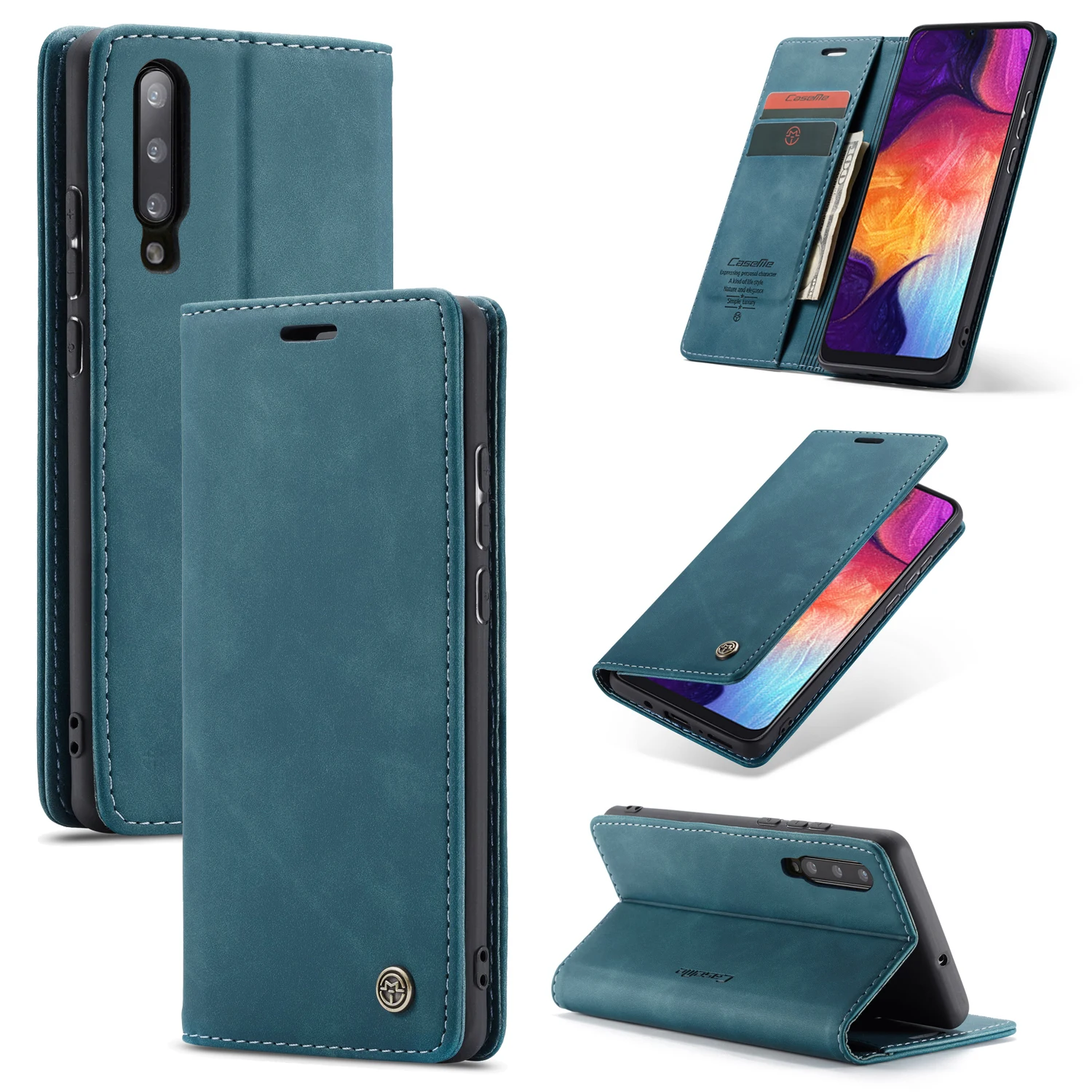 

MEGSHI Luxury Flip Leather Wallet Case GalaxyFold For SamsungS10 A20 Mobile Cover Magnetic Phone Shell Card Slot Cover A50 A70
