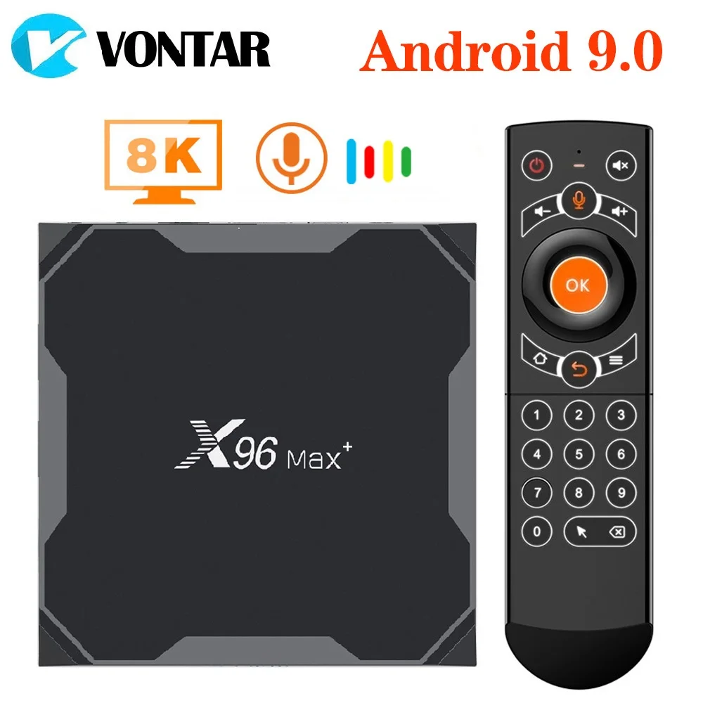 ТВ приставка VONTAR X96 max plus 2 Android 9 0 четырехъядерный процессор Amlogic S905X3 4 ГБ 32 64 Гб ГГц
