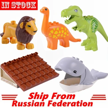 

Duploed Animals Series Big Building Blocks Jurassic Dinosaur Tyrannosaurus Rex Whale Lion With Toys For Childrens Kid Duploe Kit