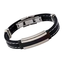 Модный элегантный мужской силиконовый браслет, титановая сталь, двойной зажим, аксессуары, браслет, подарок на день рождения, нежный подарок 909