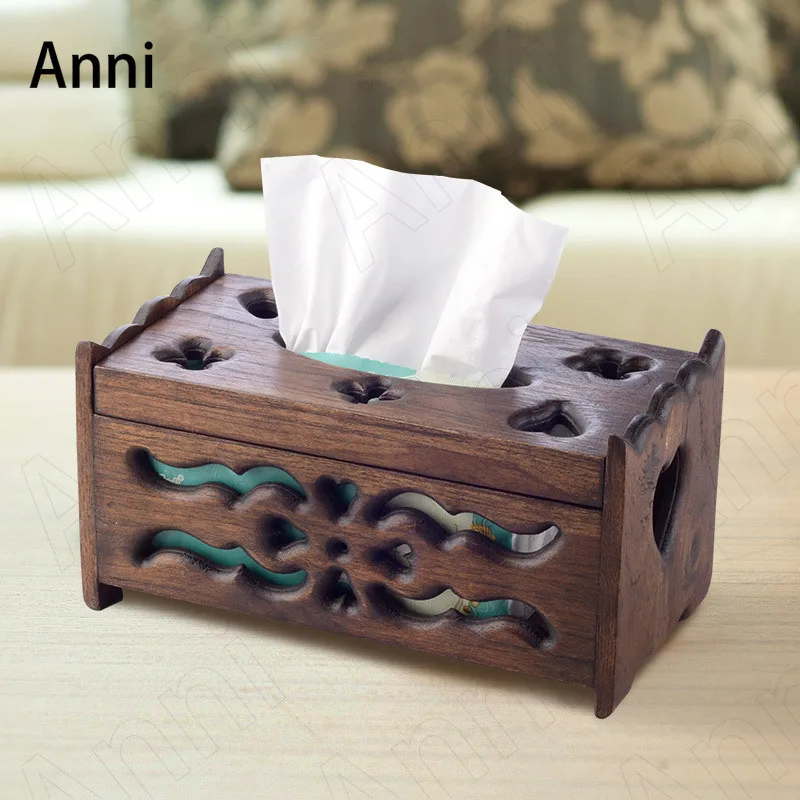 

Creative Carved Teak Tissue Boxes Thai Vintage Solid Wood Vertical Paper Towel Rack Coffee Table Desktop Ornaments Home Decor