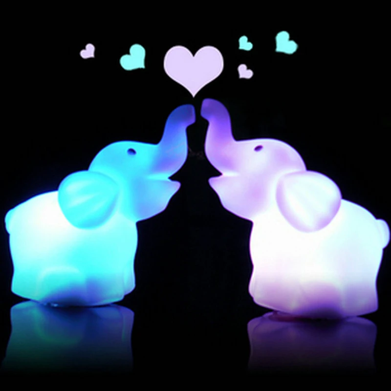 

Night Light New Creative 7 Color Changing DIY CartoonElephant LED Night Lamp For Bedroom Home Display Party Wedding Decor Gift