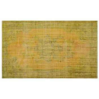 

Handmade Yellow Vintage Overdyed Turkish Area Rug 194x315 Cm-6'4''X10'4''