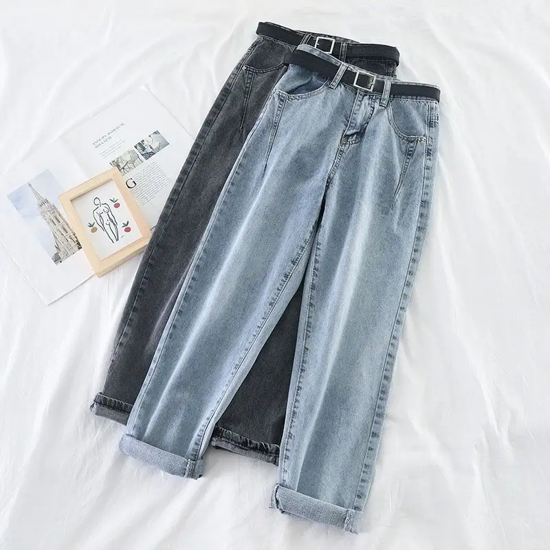 Jeans Women Pantalon Harem-Pants Denim Trousers Loose Vintage High-Waist Plus-Size Casual