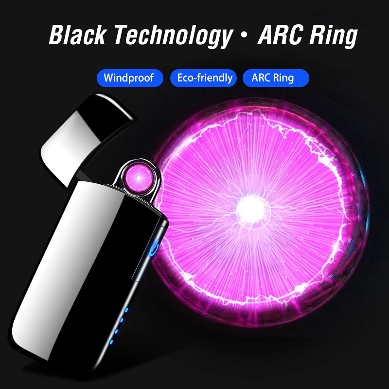  Spinning Charging Arc Lighter Smart Touch LED USB Electronic Cigarette Lighter Windproof Electric L