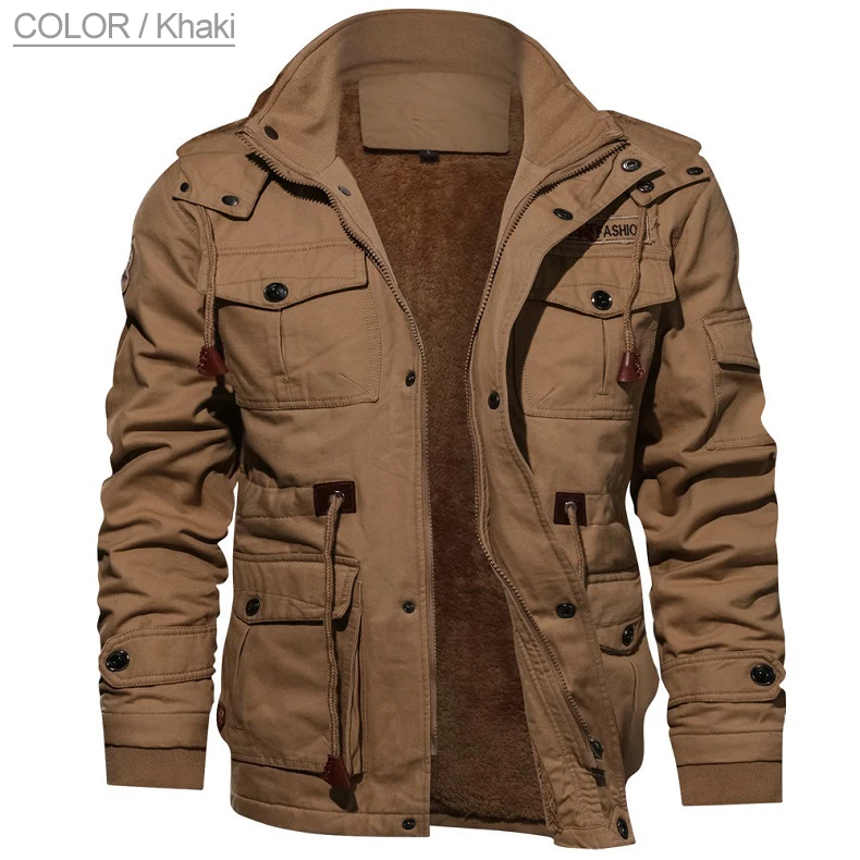 Зимняя мужская куртка средней длины, повседневные куртки, однотонное флисовое пальто, Мужская теплая хлопковая верхняя одежда, с карманами, с капюшоном, черные пальто Homme