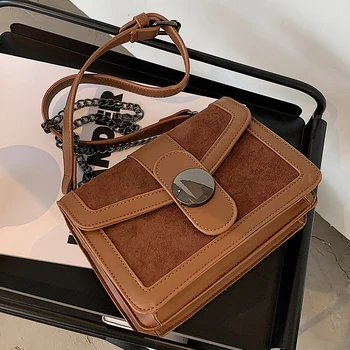 

Vintage Square Crossbody bag 2020 Fashion New Quality Matte PU Leather Women's Designer Handbag Chain Shoulder Messenger Bag