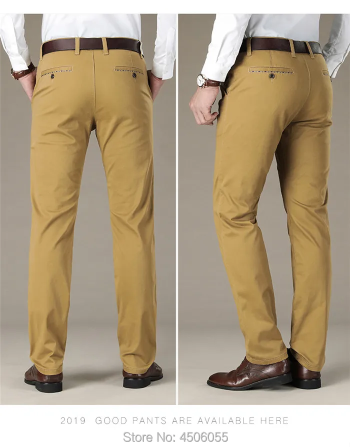 Мужские брюки Slim Fit стрейч деловые мужские s прямые офисные формальные осенние брюки мужские синие хаки черные Большие размеры 40 42 44 46