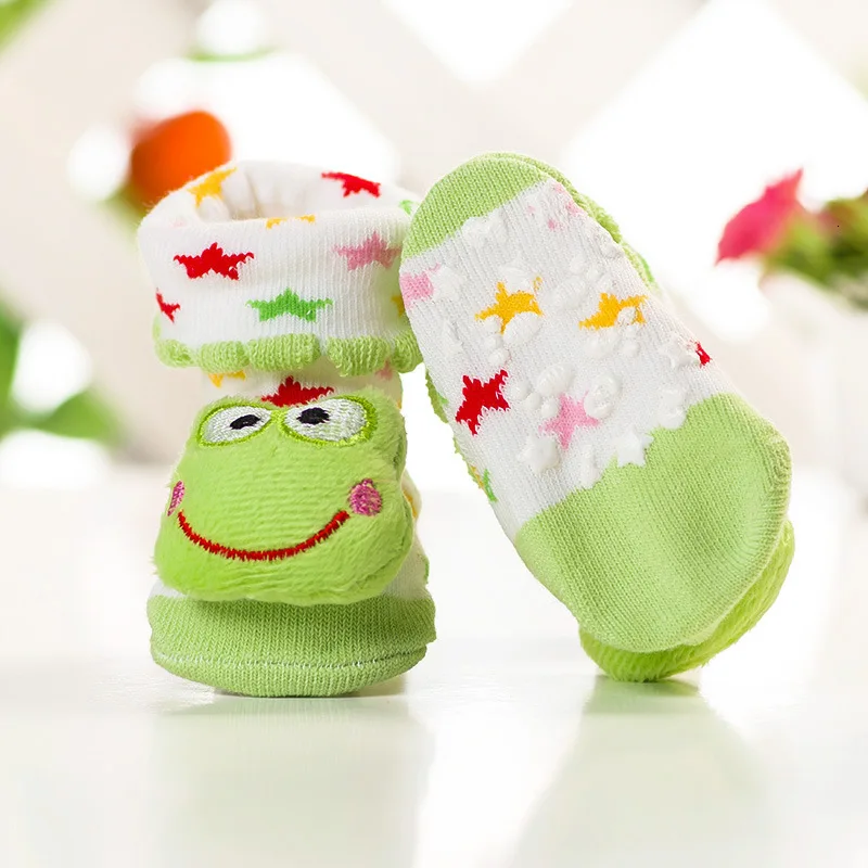 Frog No4 Носки для малышей хлопковые нескользящие носки для новорожденных носки-тапочки для малышей милые носки с рисунками животных для девочек носки для маленьких мальчиков - Цвет: Frog No4