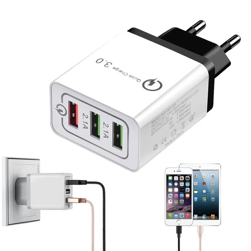 3 порта быстрое зарядное устройство 3,0 USB зарядное устройство для телефона Быстрая зарядка ЕС Разъем для samsung Galaxy S9 S8 S8 plus S7 S6 Edge Plus Note8 Note 5