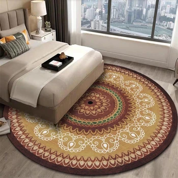 

Bohemian Ethnic Mandala Round Floor Carpets Geometric Flower Living Room Table Sofa Area Rugs Retro Bedroom Kids Play Game Mats