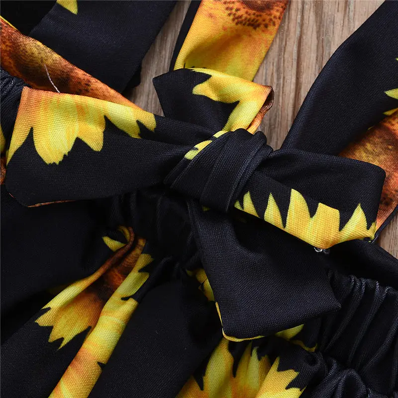 2020 summer sunflower baby girl clothes set  (12)