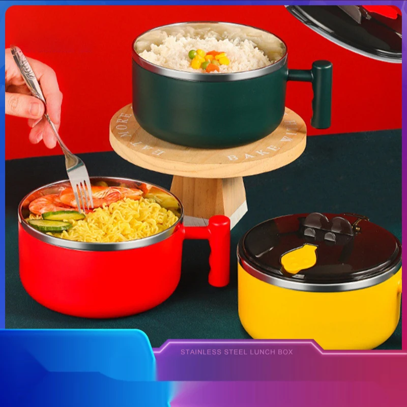 

Insulated Student Canteen with Lid Bento Lunch Box Fast Food Box Instant Noodle Cup 304 Stainless Steel Bowls Metal Cn(origin)