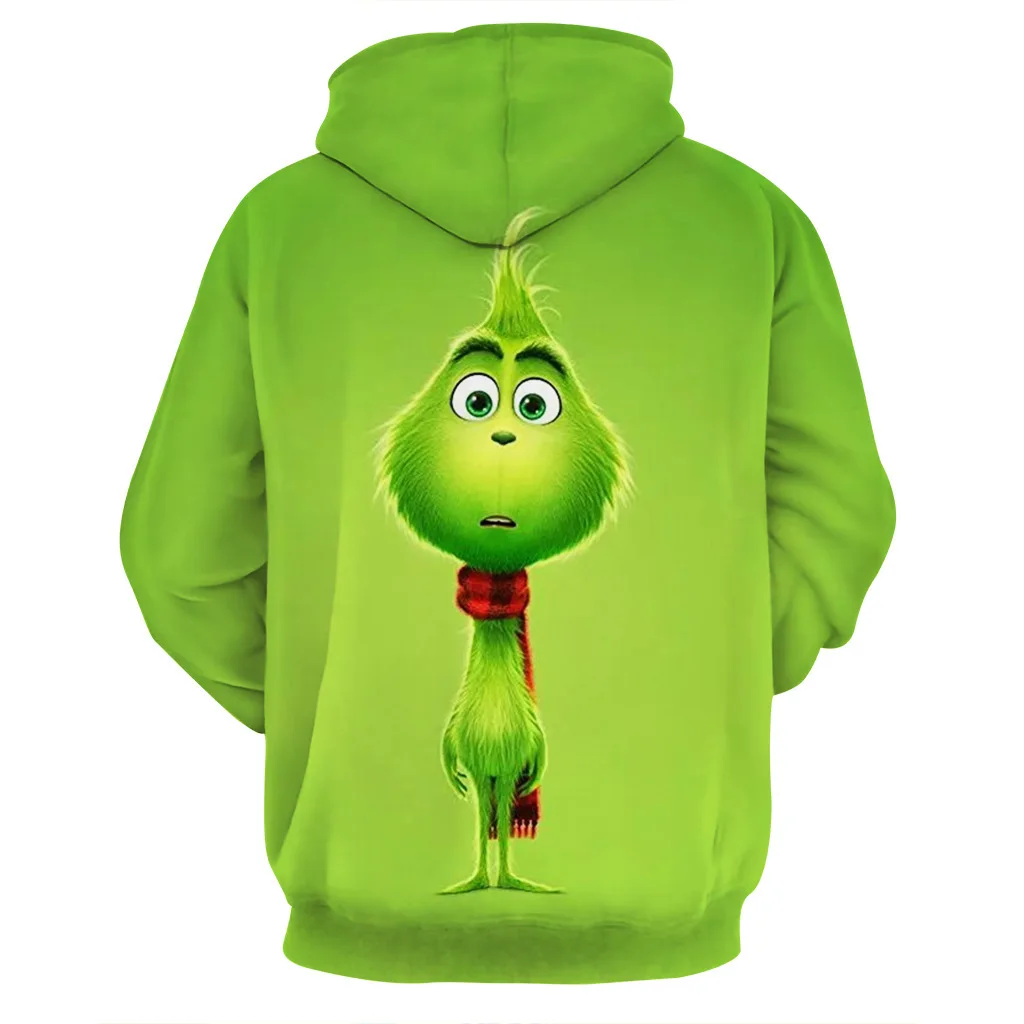 Рождественский свитер Grinch, толстовки с капюшоном для взрослых, мультяшный 3D принт, толстовки на молнии для мужчин и женщин, пуловеры, костюм гринча, Рождественская одежда