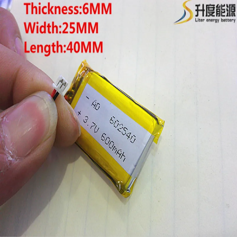 ZHR-2P 1,25 10 шт 3,7 V 600 mAh 602540 литиево-полимерный lipo Перезаряжаемые Батарея для Mp4 Mp5 Рисованные подложки DVD E-Book гарнитура bluetooth