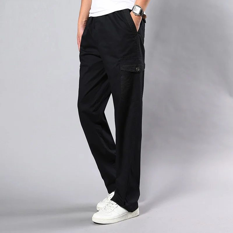 Black Pants Новинка, весенне-летние повседневные штаны, мужские брюки-карго, хлопковые свободные брюки, мужские штаны, комбинезоны, модные, супер большой размер, 6XL Joger - Цвет: Black Pants
