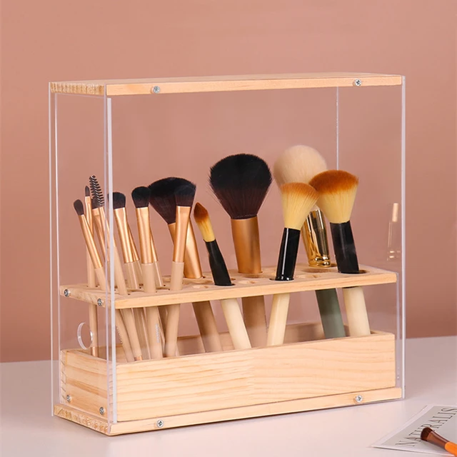 Boîte de rangement transparente pour pinceaux de maquillage, porte-stylo en  acrylique, 3 compartiments, grande capacité, eye-blogueur, T1 - AliExpress