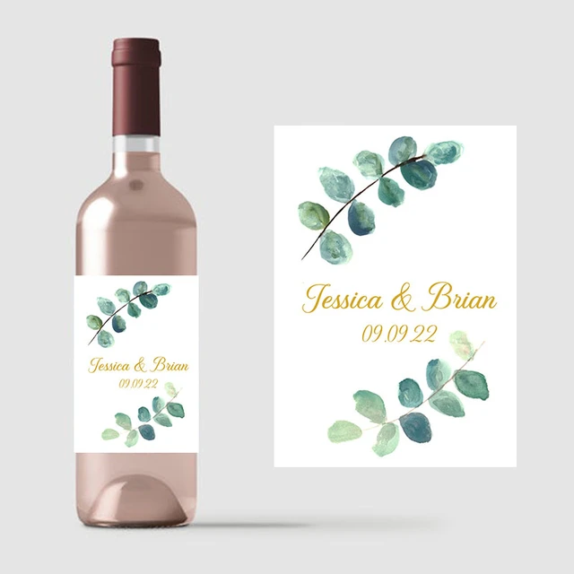 Etiquetas personalizadas para botellas de vino, pegatinas de embalaje  impermeables con logotipo personalizado, bricolaje, fiesta de cumpleaños,  compromiso, decoración de boda, nombre, 20 unidades Casa Fiesta