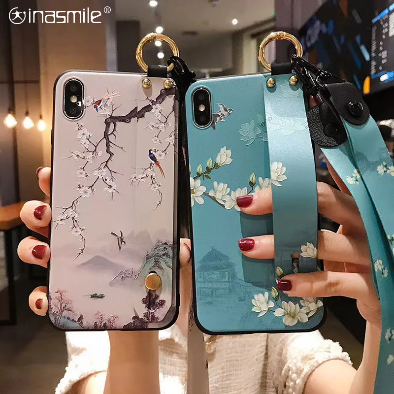 Симпатичный чехол для iphone 7 8 plus 6 6s X Xs max XR 11 pro SE мягкий из ТПУ на запястье держатель