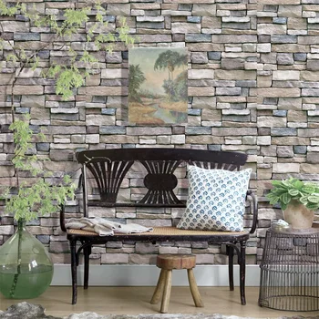 

3D Three-dimensional Brick Pattern Wallpaper Retro Self-adhesive Wall Stickers Restaurant Cafe Antique Culture Brick Wallpaper