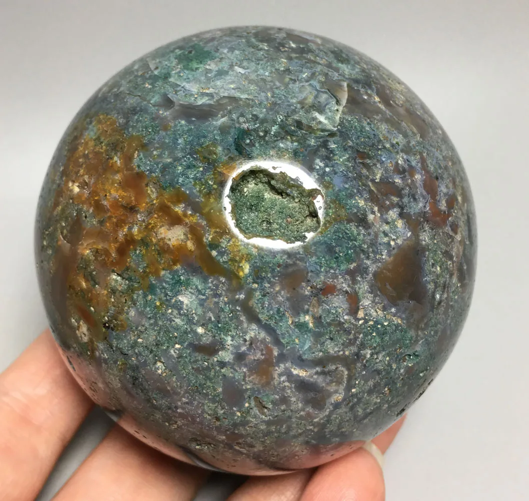 

766g Hot sale Natural quartz crystal polishing production of beautiful reiki ocean jasper ball