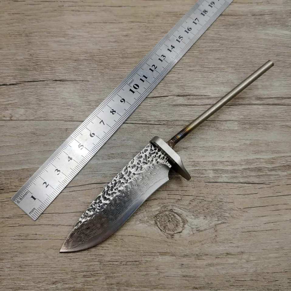DIY VG10 Дамасская сталь ковка шаблон стальной прямой нож с фиксированным лезвием заготовка diy полуфабрикат нож заготовки стали - Цвет: X-03DP