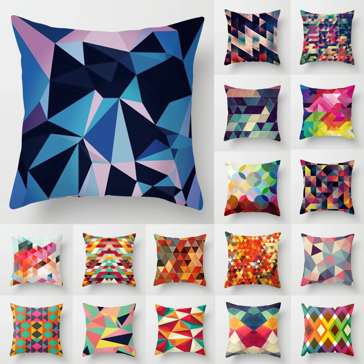 NEW Nordic Fantasy Colorful Geometric Cushion Cover Super Hot Polyester Lattice Print Pillow Sofa Couch Decorative | Дом и сад