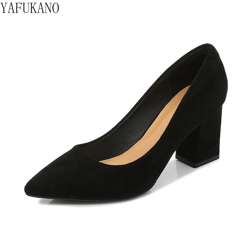 Fashion Thick Heel Womens Pumps Temperament Simple Office Work Shoes Cozy Casual Single Shoes 5cm/7cm Block Heel High Heels 33 6