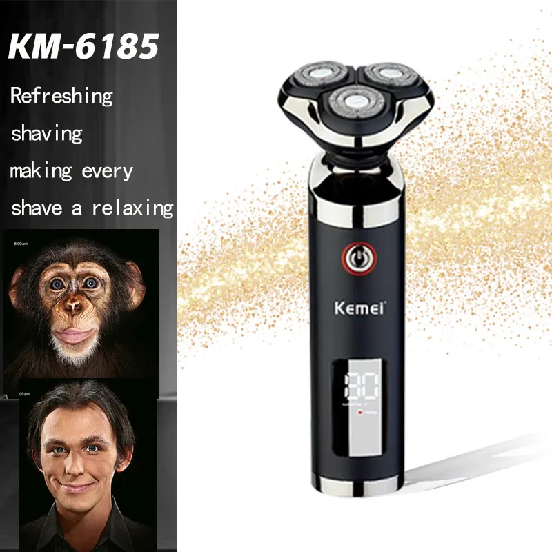 

Electric shaver men's rechargeable telescopic razor 3 dry and wet shaving machine beard trim can be washed double blade 4