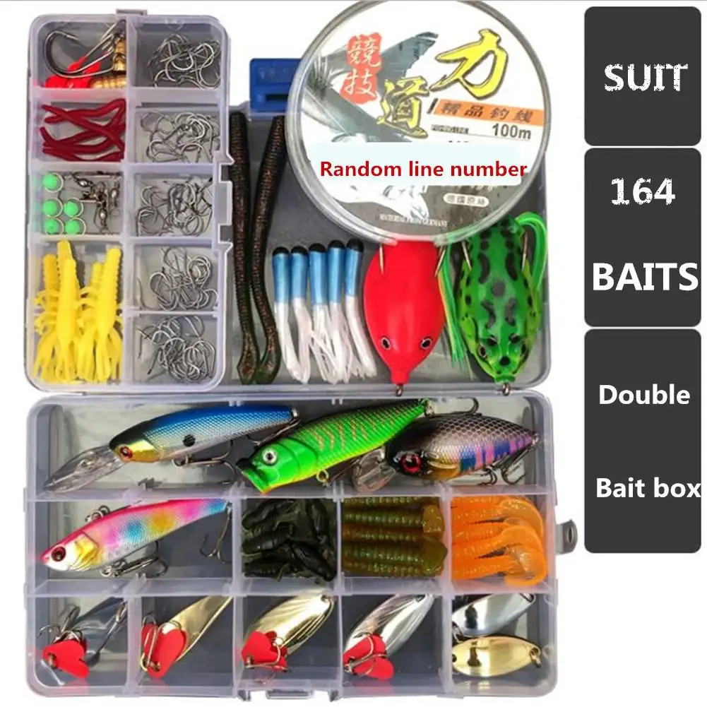 

164pcs/set Fishing Bait Fittings Kit for Fresh Salt Water + 2pcs Bait Box