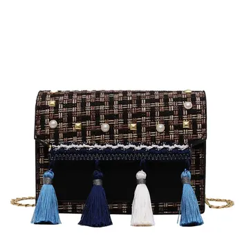 

2019 New Summer Beach Girls Vintage Retro Women Bag Mini Handmade Straw Knitted Tassel Messenger Bag Casual Ladies Shoulder Bags