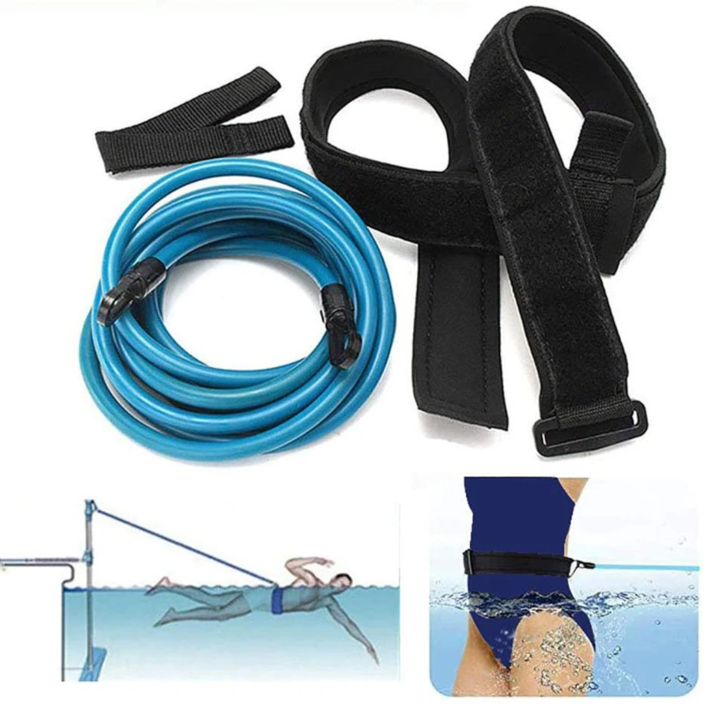 4M Premium Swimming Training Belt Aids Bungee Cord Exerciser Practicing Leash Safety Durable Swim Trainer Multi Color for Adults
