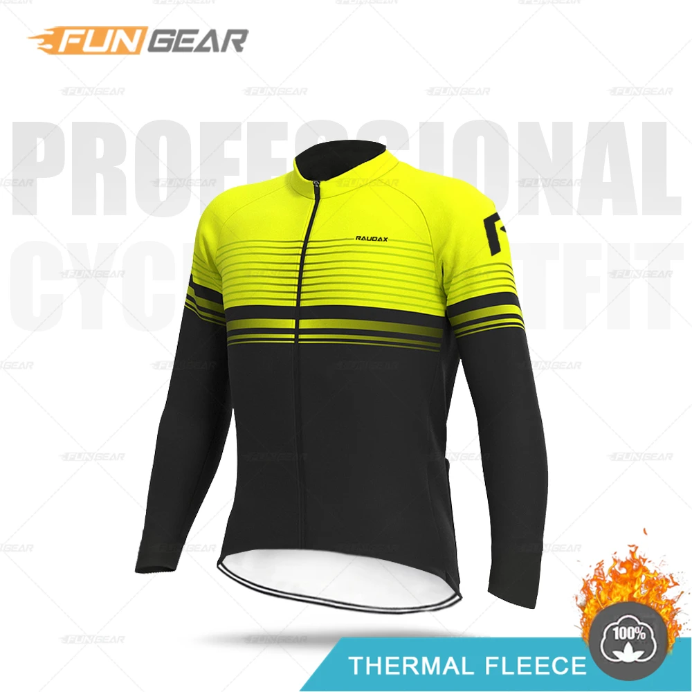 Cycling Clothing Men Winter Road Bike Thermal Fleece Long Sleeve Jersey Suit MTB Warm Unifrom Cycle Wear Ropa Ciclismo Pants Set - Цвет: JERSEY