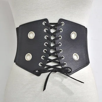 

Women Wide Belt Ribbon Band Leather Classic Girdle Waistband Personality Lady Belt High Quality Lace Up Belts New Fashion