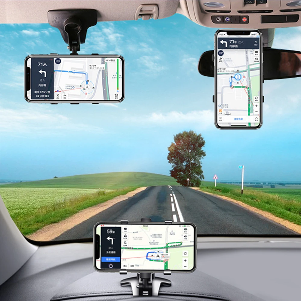 ANMONE-Soporte de teléfono para salpicadero de coche, espejo retrovisor de 360 grados, soporte de navegación GPS
