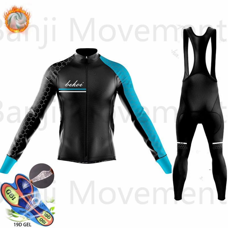 cycling jersey set 4 Ropa Ciclismo Invierno зимняя велосипедная Джерси, Теплая Флисовая одежда с длинным рукавом, комплект одежды для велоспорта, одежда для триатлона Mtb Bianchin - Цвет: cycling jersey set 4