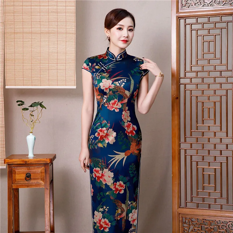 Китайское свадебное платье женское Cheongsam тонкое китайское традиционное платье женское длинное Qipao для свадебной вечеринки платье размера плюс