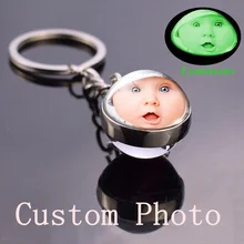Personalized Keychain Custom Luminous Logo Gall Ball Keychain Keyring Purse Charm Christmas Gifts Can Glow In The Dark