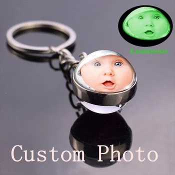 

Personalized Keychain Custom Luminous Logo Gall Ball Keychain Keyring Purse Charm Christmas Gifts Can Glow In The Dark