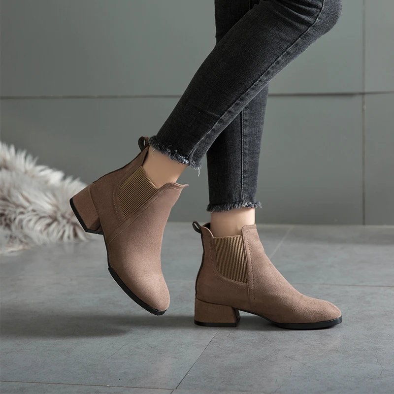 

Shoes Autumn Boots Lace Up Booties Ladies Luxury Designer Martins For Women Round Toe Chunky Heel Bootee Woman 2019 Chelsea Low