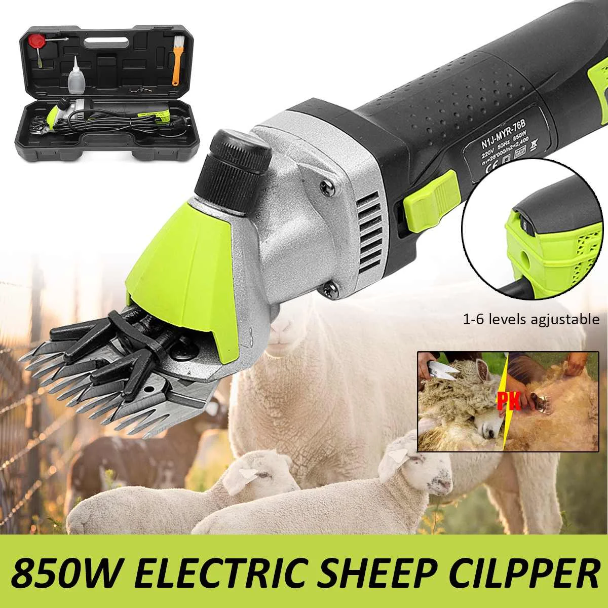 

850W 220V Rechargeable Electric Sheep Shearing Supplies Clipper Sheep Goats Alpaca Shears Wool Scissor Farm Machine With Box