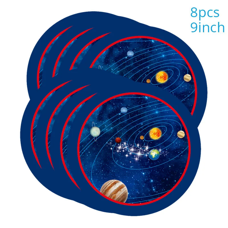 8pcs 9inch Plates Joy-Enlife солнечная система космическая тематическая вечеринка на день рождения Декор бумажная тарелка салфетка для чашек баннер кружится для детей планета тема Вечерние - Цвет: 8pcs 9inch Plates