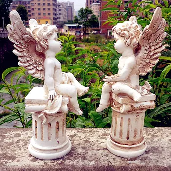 

CUPID BUST ANGEL STATUE ROMAN MYTHOLOGY AMORETTO HOME DECORATION RESIN CRAFTWORK VALENTINE'S DAY GIFT 2PCS/SET L1929
