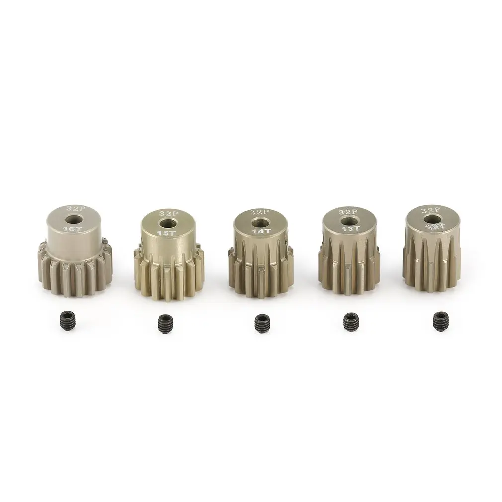 

SURPASS HOBBY 5Pcs 32DP 3.175mm 12T 13T 14T 15T 16T Metal Pinion Motor Gear Set for 1/10 RC Car Truck Brushed Brushless Motor