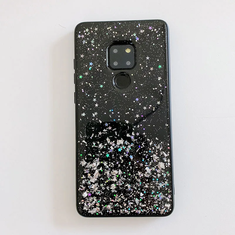 Блестящие чехлы со звездами для телефонов huawei P30 P20 Lite mate 10 20 Pro мягкий чехол для Honor 8X 10lite 20Pro V20 Nova 3 3i 4 5 5i - Цвет: Black