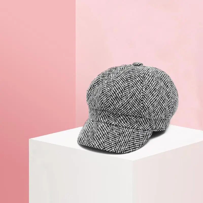 Корейский стиль берет шапки для женщин и мужчин шерстяные зимние теплые клетчатые винтажные шапочки изысканный дизайн элегантный и достойный