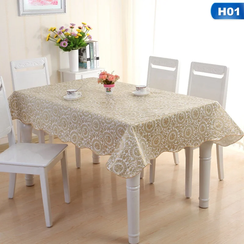 Floral Printed Waterproof Oil Proof PVC Table Cloth Cover Home Dining Kitchen Tablecloth Decoration Size 137cm*183cm