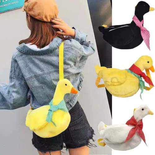 Duck Plush Purse Cartoon Animals Shape Crossbody Bag Shoulder Messenger Bag for Adult Kid Girls 6