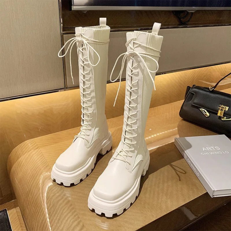 

2020 Sexy Slim Women's Wedges Over The Knee Thick bottom High Heels Boots Autumn Winter Wear-resistant Non-Slip Female Footwear