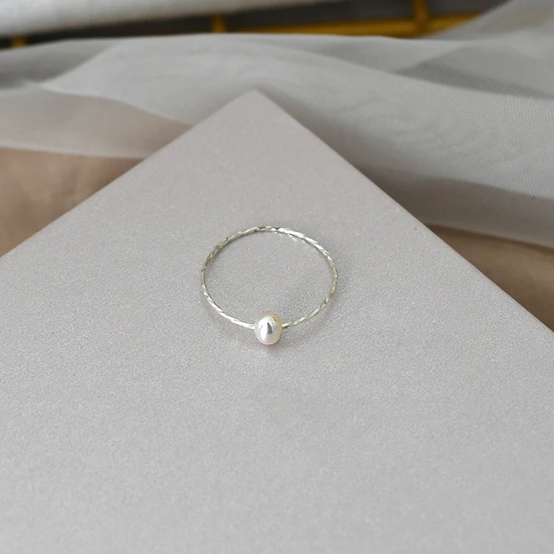 Silver Ring Natural Freshwater Pearl Ring 925 Sterling Silver Women Jewelry ASHIQI